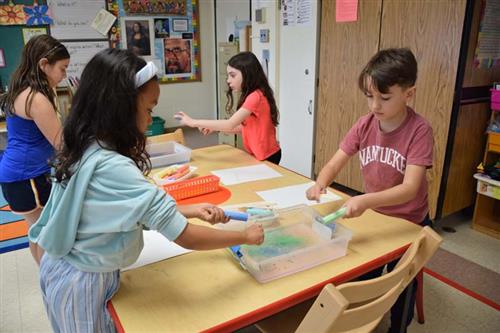 Third Graders Create Original Chalk Float Prints